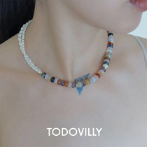 TODOVILLY original multi-treasure pearl necklace natural stone crystal string beads 100 lap light lavish crowdlock bone chain