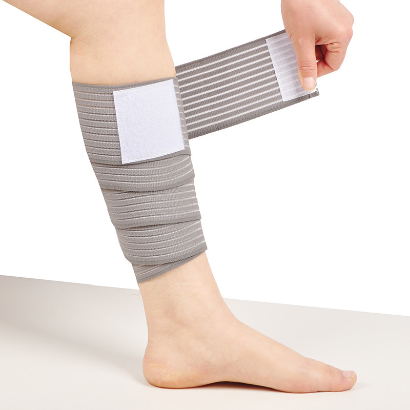 Elastic Sports Compression Bandage Velcro Protective Gear Running Basketball Leg Strap Training Calf Protector Gray