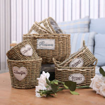 Small flower basket decoration living room flower arrangement rattan props portable straw flower pot pastoral hand-woven