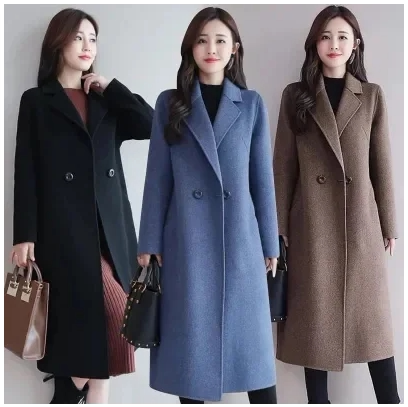 2024 Woolen Coat for Women, New Style, Spring and Autumn, Mid-Length, Plus Size, Korean Style, Loose Woolen Coat for Women