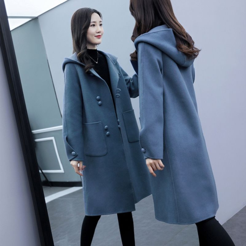 Loss Special Clearance Processing Woolen Outwear for Women 2023 New Autumn and Winter Clothing Korean Style Loose Windbreaker Mid-Length Style