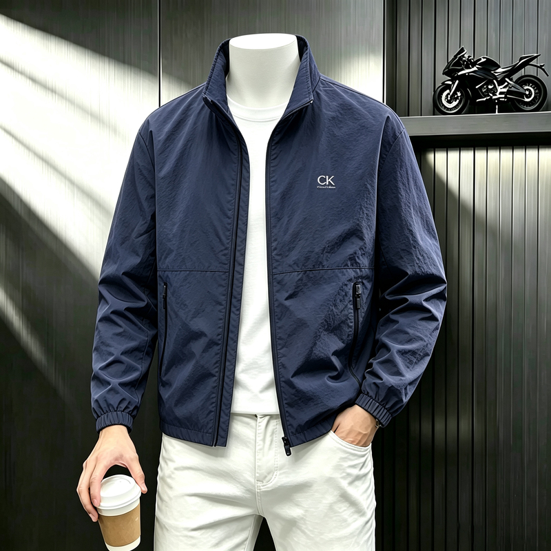 Outlet Clearance Ck Men's Spring and Autumn Thin Stand Collar Jacket Outdoor Windproof Waterproof Casual Coat Outlet Clearance Ck Men's Spring and Autumn Thin Stand Collar Jacket Outdoor Windproof Waterproof Casual Coat