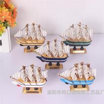 Factory direct sales 10 cm wooden sailboat ornaments handicrafts birthday cake decoration and baking supplies