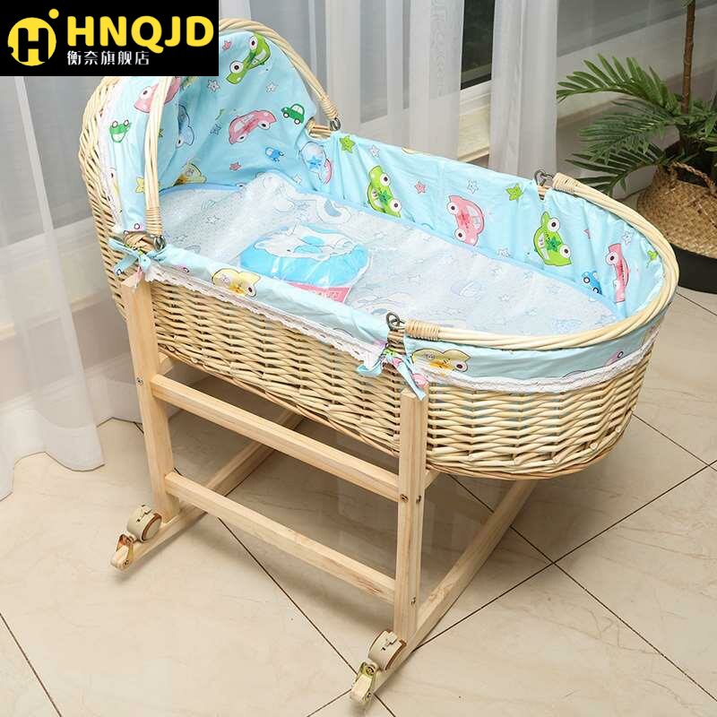 Baby cot truck dual bamboo cradle bed old baby bed 1 3 year old shake socket basket cart left and right to move