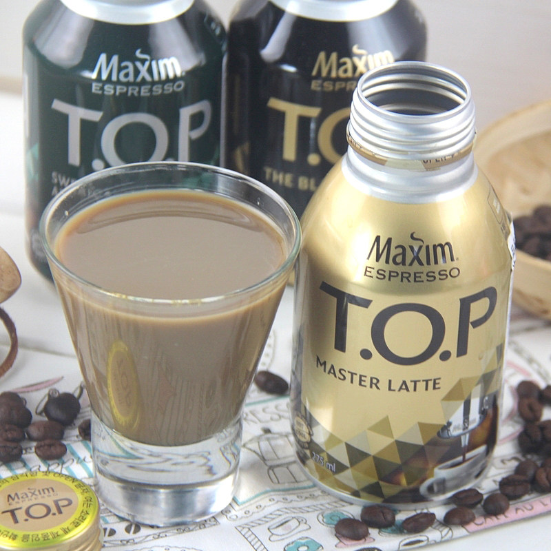 south korea imported food brand top instant coffee latte american black coffee drink yellow maxim portable canned