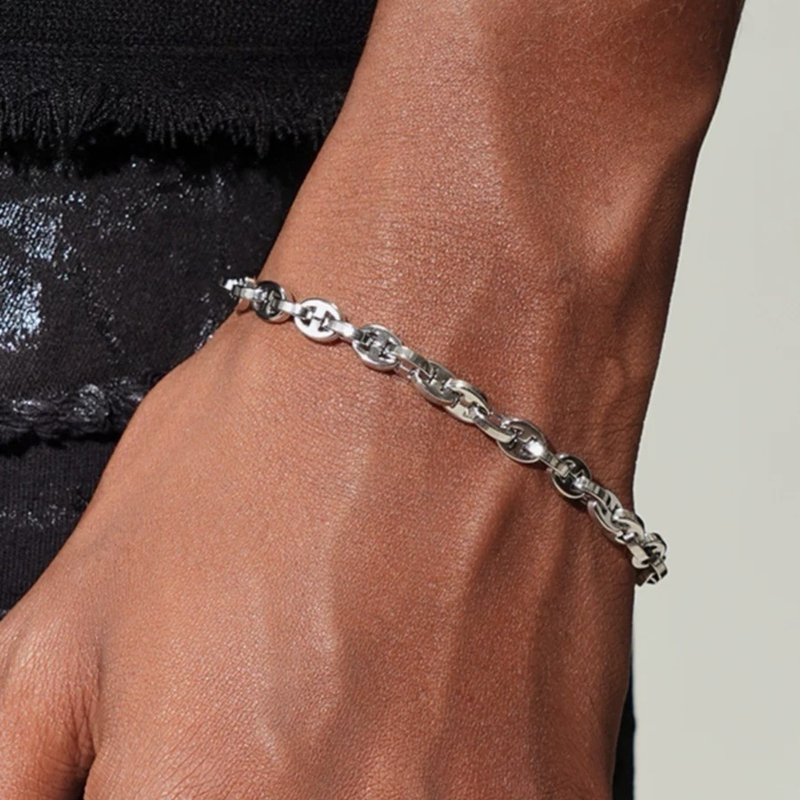Luckjay Gu-Link Titanium Steel Men's Chain Bracelet, Simple Trendy Hip-Hop Minimalist Style High-End Bracelet