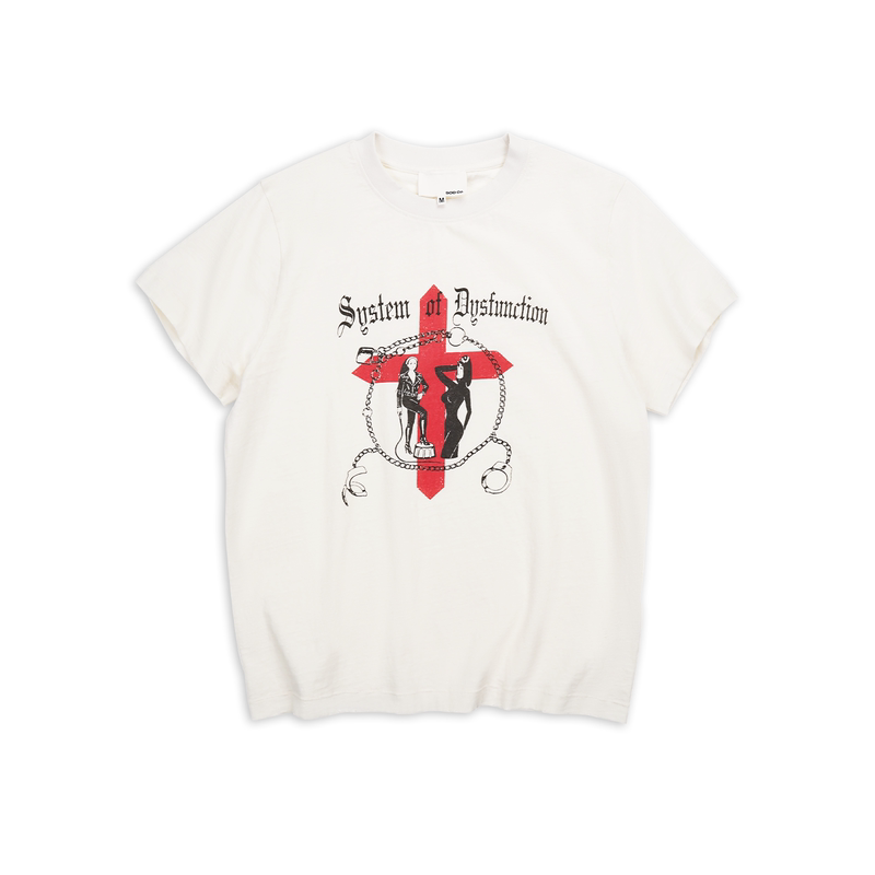 Sod Co. "Whip Nun" Distressed Print T-Shirt New Vintage Retro Washed White Pure Cotton