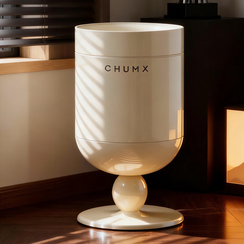 Living Room Trash Can for Home Use, 2026 New Model, High-Footed Wine Glass Design, Stylish Lidless Retro Trash Bin, Vintage Style Wastebasket