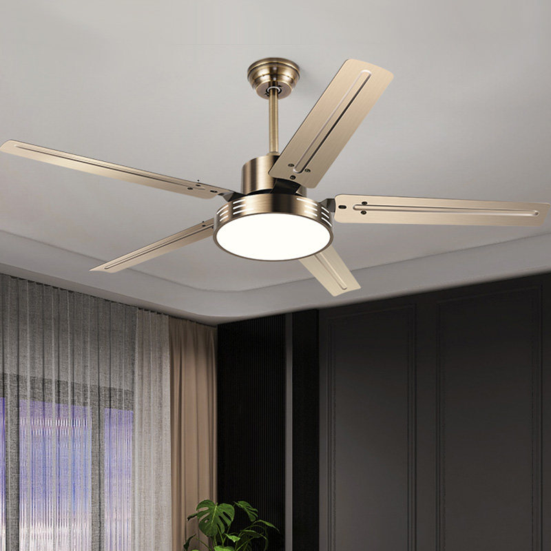 Chigo Stainless Steel Ceiling Fan Dining Room Fan Light Living Room Modern Minimalist Bedroom Led Variable Frequency Electric Fan Chandelier