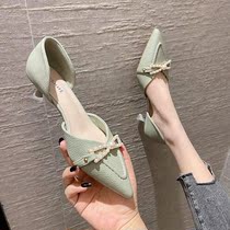 3 Cm Small Heel Shoe Style Soft Leather Fashion Summer Single Shoes Low Heel Not Tired Feet Fairy Wind Style Baotou Sandals