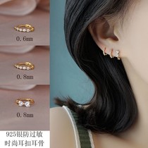 Ear nail two holes ear even 925 silver earbone nail woman fashion small ear button ear ring temperament zircon ear nail g