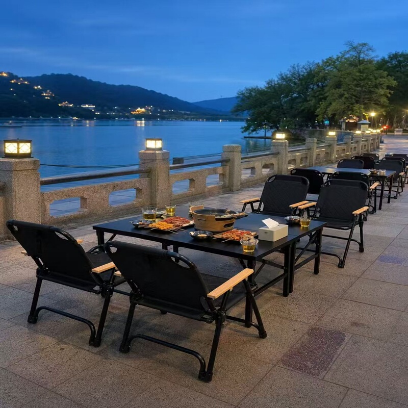 Commercial Outdoor Folding Table and Chair Set for Barbecue Restaurants, Food Stalls, Camping, and Guesthouses, Folding Kermit Chair and Table Set Commercial Outdoor Folding Table and Chair Set for Barbecue Restaurants, Food Stalls, Camping, and Guesthouses, Folding Kermit Chair and Table Set