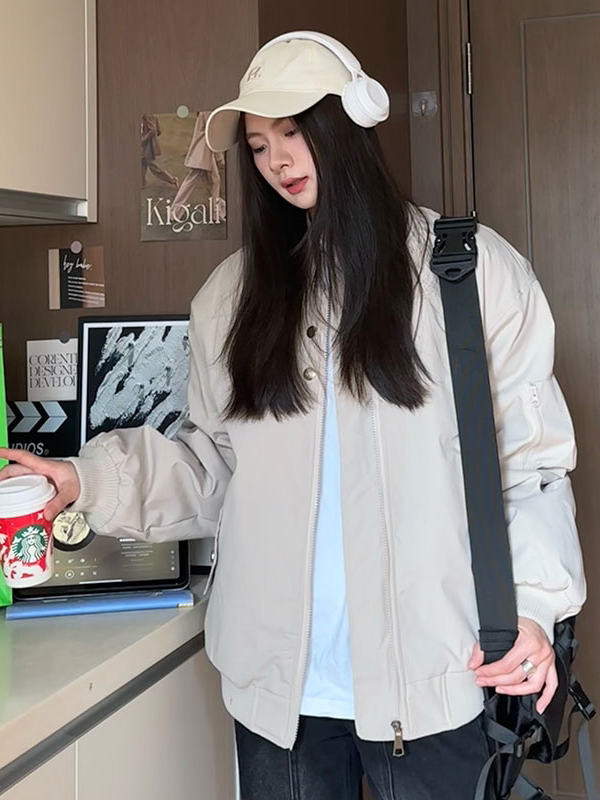 Unisex American Retro Baseball Uniform Flight Jacket Workwear Coat for Women, Autumn and Winter 2025 New Loose Fit