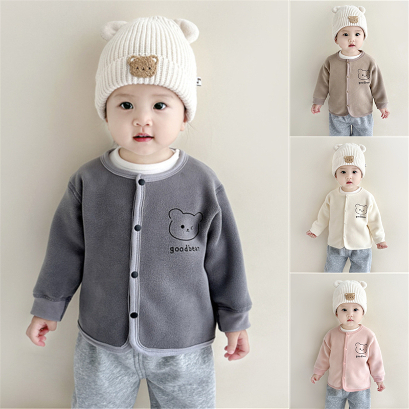 Baby Fleece Warm Autumn and Winter Jacket, Cardigan for Boys and Girls, Thickened Infant Cotton Coat for Toddlers