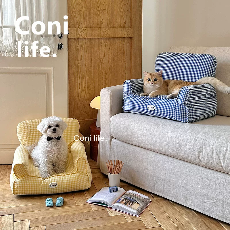 Кошачья клетка-одеяло Coni life с узором в клетку, универсальная лежанка для кошек, коврик для сна, гнездо для питомца, кошачье гнездо, съемное и моющееся гнездо для сна на все сезоны