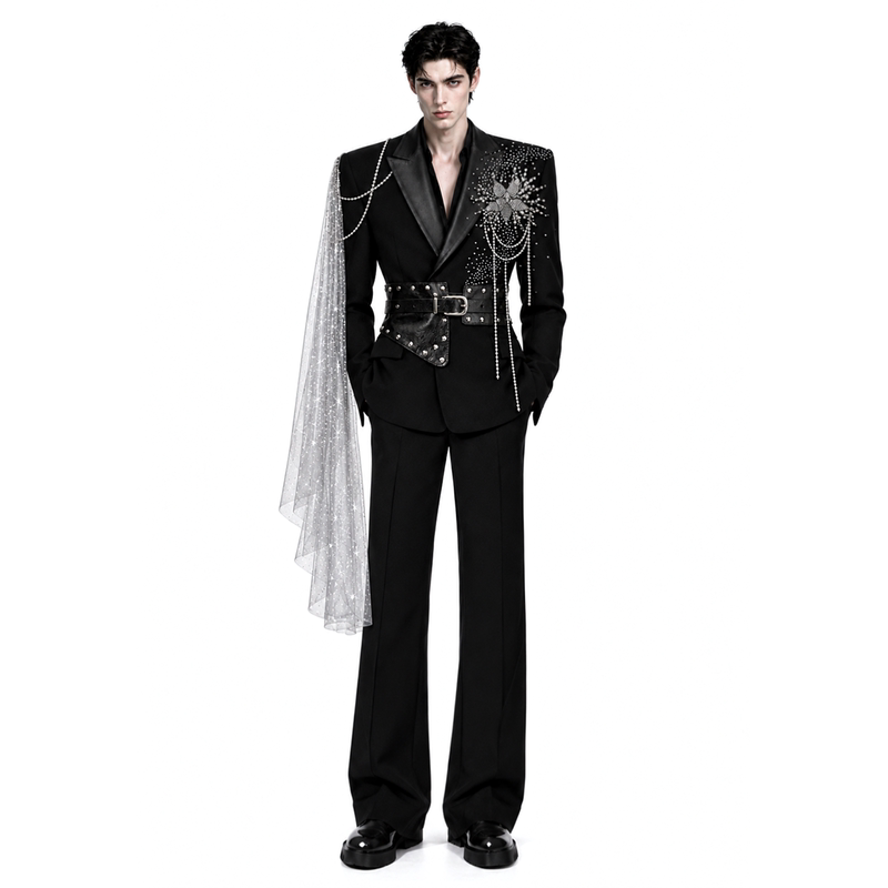 Shexu 【Yin Su】Wide-Shoulder, Narrow-Waist Suit with Structured Design and Raised Shoulder Design, Waist-Cinching Blazer