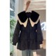 Plus size design doll collar down padded jacket women 2022 winter new mid-length loose waist padded jacket