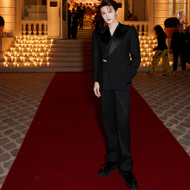 Tian Jianci Celebrity Style High-End Gentleman's Suit Jacket Men's Slim-Fit Korean Style Banquet Black Suit Set Trendy