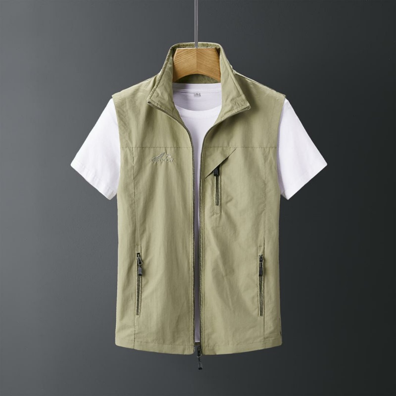 Ice Silk Work Vest for Men, Summer Thin Breathable Sports Quick-Drying Vest, Outdoor Casual Sleeveless Multi-Pocket Jacket