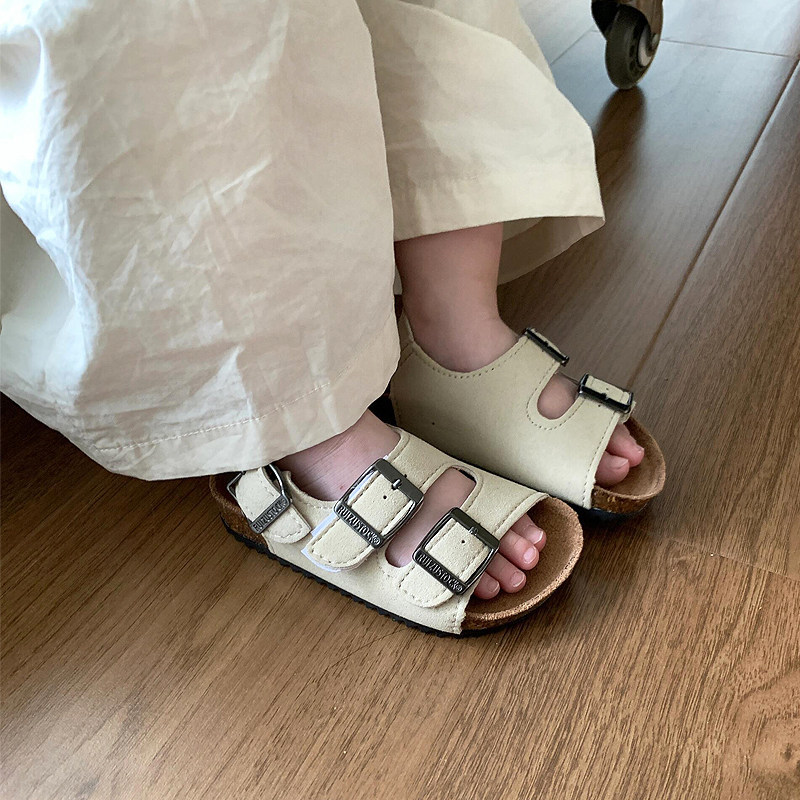 2026 Spring/Summer Children's Boys' and Girls' Cork Sandals, Slide Sandals, Flip-Flops, Trendy Beach Korean Style Double Ring