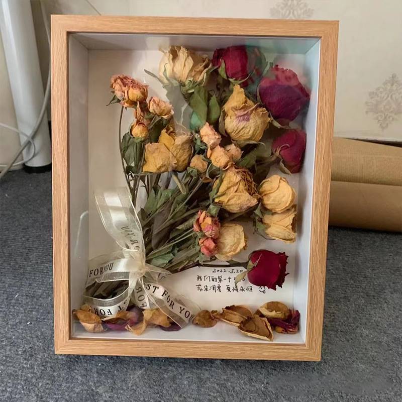 Photo frame manufacturer dry flower photo frame diy hanging wall idea hollow wood 3-5cm decorated dry flower frame specimen frame-Taobao