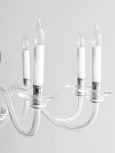 American-Style Light Luxury Crystal Chandelier for Living Room, Dining Room, Bedroom, French-Style Candle-Shaped Glass, Elegant Creative Retro Lighting Fixtures