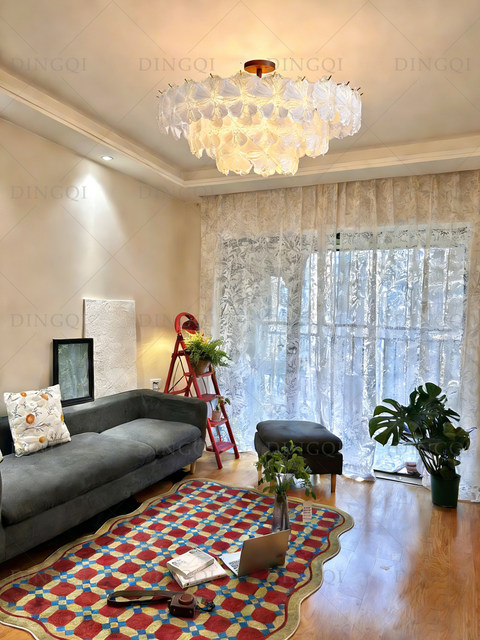 French-Style Vintage Bedroom Chandelier, Simple Floral Glass American Retro Master Bedroom Lighting, Light Luxury Study Room Lamp