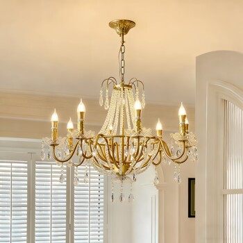 French-Style Crystal Chandelier Designer Model American Retro Candle-Style Main Light for Living Room, Luxury Villa Dining Room Light, Bedroom Light