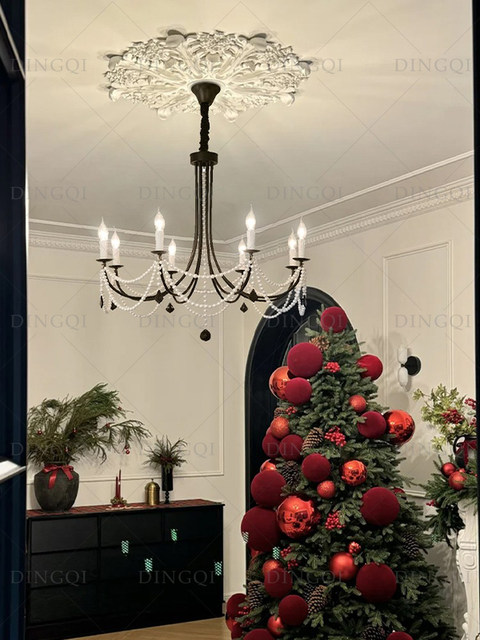 French-Style Living Room Chandelier Main Light, Vintage Living Room Light, Pearl Dining Room Bedroom Light, American-Style Candle Light, High-End Lighting Fixtures