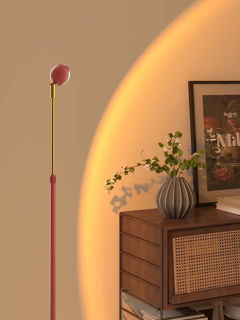 Living Room Floor Lamp Next to the Sofa, High-End Floor Atmosphere Lamp, Minimalist Bedroom Corner, Trendy Sunset Lamp