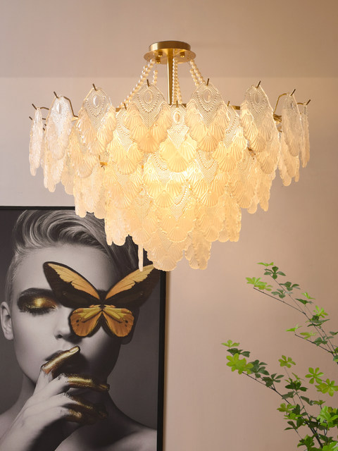 French-Style Light Luxury Living Room Chandelier, Trendy Cream Style, Simple Modern Household Crystal Main Bedroom Dining Room Led Lighting Fixtures