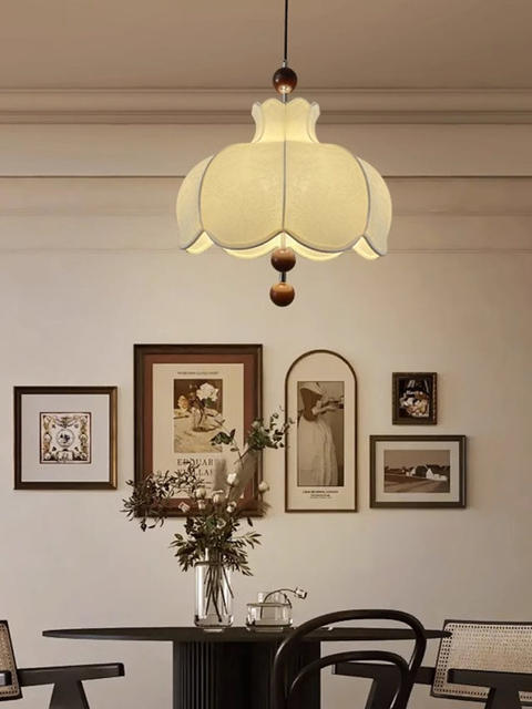 French Mid-Century Style Fabric Chandelier, Restaurant Lamp, New Chinese Style, South Asian Style, Retro Study Lamp, Guesthouse Bedroom Room Lamp