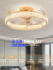 Crown Crystal Fan Light, Master Bedroom Ceiling Light, Light Luxury, Simple and Modern, Living and Dining Room Invisible Silent Ceiling Fan Light Fixture