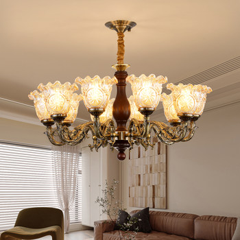 American-Style Retro Chandelier, Living Room Lamp, French Mid-Century Style, Light Luxury Villa Lobby, Designer Model, Dining Room, Master Bedroom Lighting Fixtures