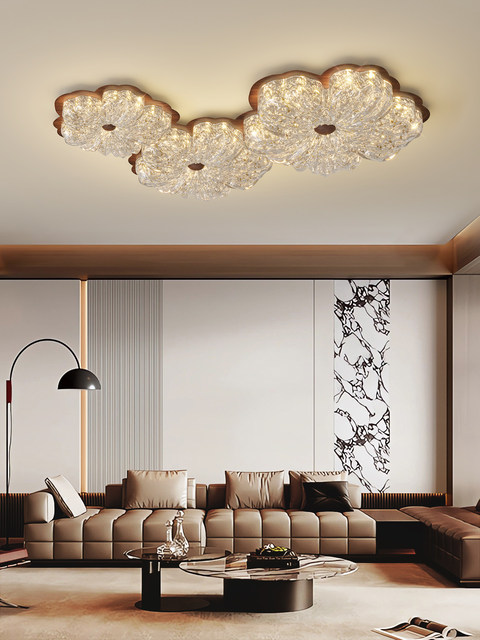 French-Style Light Luxury Ceiling Light for Living Room, Flower-Shaped Lamp with Gold Foil, High-End Vintage Mid-Century Style, Eye-Friendly Bedroom Lighting for Master Bedroom