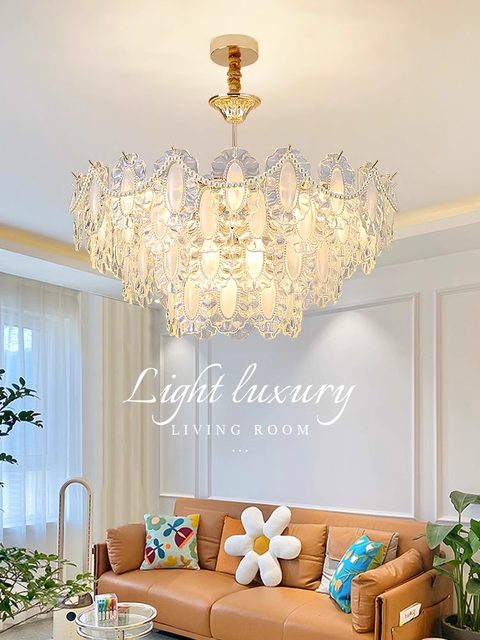 French Cream-Style Living Room Chandelier, Post-Modern Light Luxury Pearl Crystal 2025 New Model Bedroom and Dining Room Lighting Fixtures