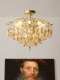 French living room ceiling lamp crystal amber clear light post-modern light luxury master bedroom dining room 2025 new lamps