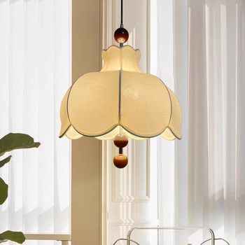 French Mid-Century Style Fabric Chandelier, Restaurant Lamp, New Chinese Style, South Asian Style, Retro Study Lamp, Guesthouse Bedroom Room Lamp