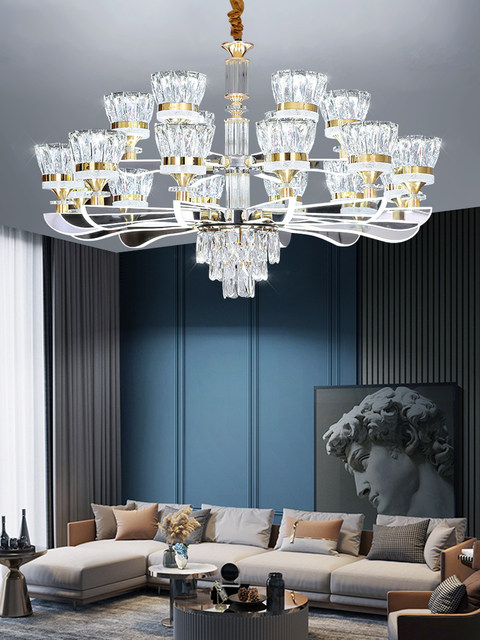 Light Luxury Crystal Living Room Chandelier, Simple and Modern, Nordic Main Light, Villa Lobby Light Arm, Luminous Zhongshan Lighting Fixtures