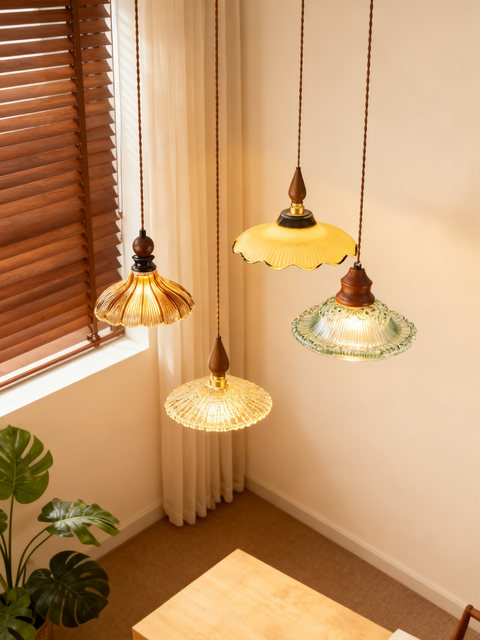 French-Style Vintage Glass Pendant Light, Mid-Century Style Corridor Light, American-Style Foyer High-End Pendant Light for Homestay, Restaurant, and Bar Counter