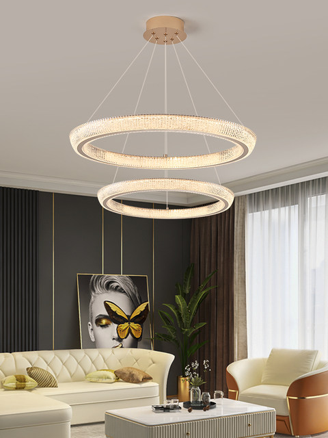 Living Room Chandelier, Light Luxury, Simple and Modern, Lucky Halo, French Nordic Style, Bedroom, Dining Room, Crystal, Guangdong Zhongshan Lighting Fixtures