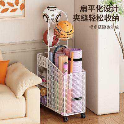 Basketball storage rack floor sports fitness equipment household ball yoga mat decoration basket movable storage rack