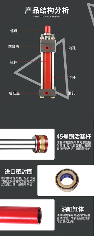 bán xi lanh thủy lực Xi lanh thủy lực hạng nặng HOB40 loại thanh giằng nâng hai chiều khuôn xi lanh thủy lực có thể điều chỉnh hai trục xy lanh thủy lực cũ cấu tạo xi lanh thủy lực