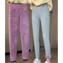Women Thicken Casual Pants Warm Fleece Lamb Wool Winter Velv