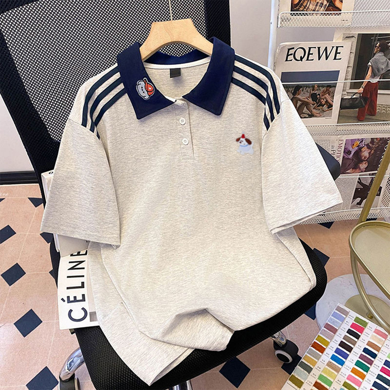 150kg Plus Size Korean Style Versatile Polo Shirt Student Short-Sleeved T-Shirt for Fat mm Loose Bf Lazy Style Half-Sleeved Top 150kg Plus Size Korean Style Versatile Polo Shirt Student Short-Sleeved T-Shirt for Fat mm Loose Bf Lazy Style Half-Sleeved Top