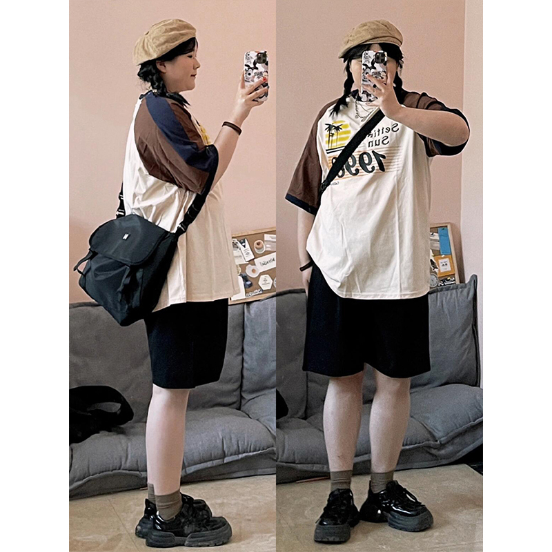 150kg Plus Size Women's Drapey Suit Shorts for Fat Women, Summer Black A-Line Pants, Slimming and Loose-Fitting Five-Point Pants