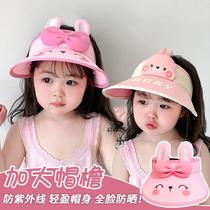 Childrens sun hat for girls summer 2024 new sun hat with empty top and large brim sun hat for girls with UV protection