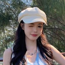 Black duck tongue beret womens 2024 spring and autumn ins thin section face-showing small octagonal hat casual newsboy hat summer