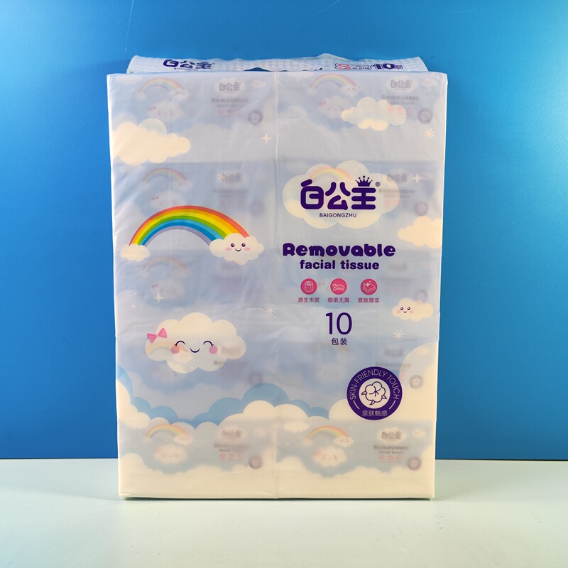 White Princess Tissue Paper Soft Cloud Fantasy Blue 10 Packs S Size 400 Sheets Small Pack Water-Resistant Facial Tissue Baby Napkin Affordable