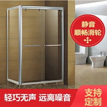 Making a luxurious double movable sliding door shower room made of aviation aluminum material 3C certified tempered glass shower room